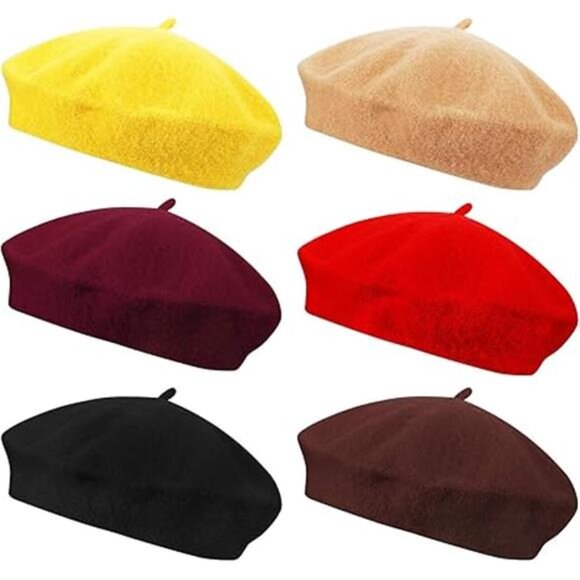 6 Pieces Wool Beret Hat French Style Beanie Hats Fashion Ladies Beret Caps - Picture 8 of 8